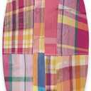 Cute Preppy Madras Plaid Patchwork Summer Pattern Throw Pillow, 16x16