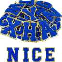 ASTARON 52 Pcs Self Adhesive Letter Patches Chenille Letters Stickers, A-Z Embroidered Applique Patches Alphabet Cloth Patch for Clothes, Bags, Hat, Phone Case, DIY Accessories (Dark Blue)