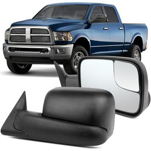OCPTY Manual Towing Mirror Fit For Dodge Ram 1500 1994-2001 For Dodge Ram 2500 1994-2002 For Dodge Ram 3500 1994-2002 Pickup Tow Mirror Manual Black Textured Passenger Side