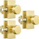 Satin Brass Privacy Door Knobs, 3 Pack Zinc Alloy Heavy DutyDoor Knob, Brushed Gold Door Knobs Interior, Rectangular Modern Door Knob for Bedroom, Bathroom