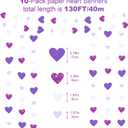 Fuyoooo 10 Pack 130ft Purple Lavender White Holographic Heart Party Garland Asymmetrical Love Hanging Banners for Birthday Wedding Baby Bridal Shower Engagement Bachelorette Graduation Decorations