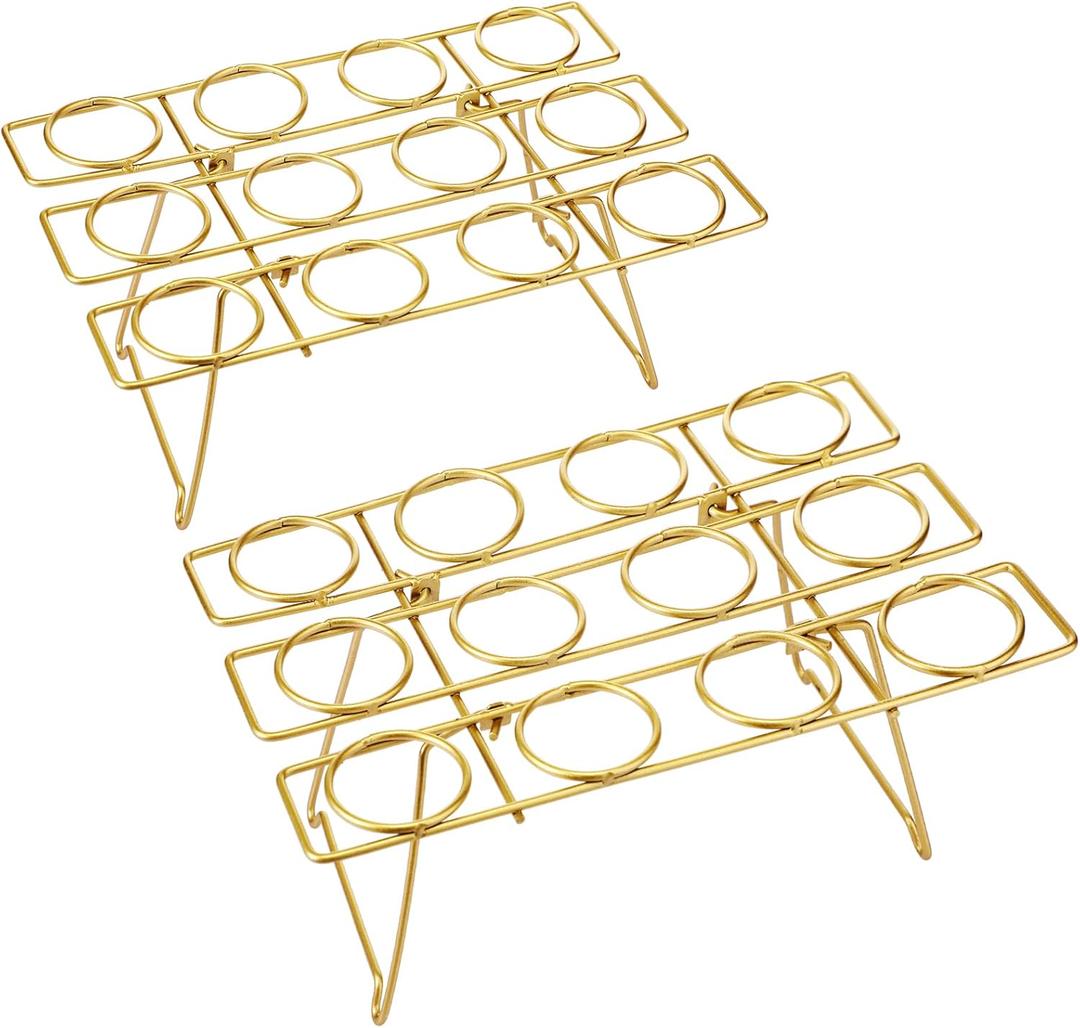 Patelai 2 Pack Ice Cream Cone Baking Racks 12-cavity Cupcake Cone Holders Cupcakes Display Stands Cooling Racks for Home Kitchen Baking Cooking Ice Cream Tools Supplies(Gold)