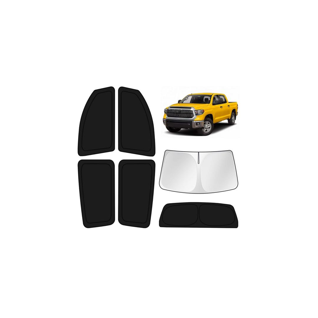 KUST Car Window Shades for 2007-2021 Toyota Tundra Accessories Windshield Sun Shade Side Rear Window Covers Sunshade Privacy Protection for Camping Blackout UV Block Full Set 6PCS