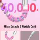 6 ft USB C Cable Charging Cord Beaded Charger for Apple Tangle-Free Bead for Carplay Car Play for iPhone 17 17e Air 16 16e 15 Pro Max Type C Wire for Samsung S26 S25 S24 S23 for Girls Women Purple