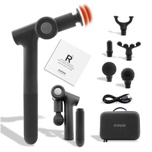 R2pro Massage Gun with Heated Head, 6X Heads, Extension Handle, Articulating Arm - Powerful High Intensity Deep Tissue Massager for Back, Neck, Legs, Whole Body, Muscle Recovery, Rechargeable