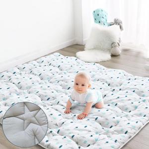 SPRINGSPIRIT Baby Play Mat for Boys Girls,50'' x 50'' Baby Playmat for Playpen, One-Piece Crawling Play Mat Non Slip, Toddlers, White Ocean