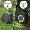 2-Pack Solar Powered Rock Speakers Outdoor Water-Resistant with 3 Mode Lights and Pair Function USB Rechargeable for Patio Garden Party Pool Outside(Black)