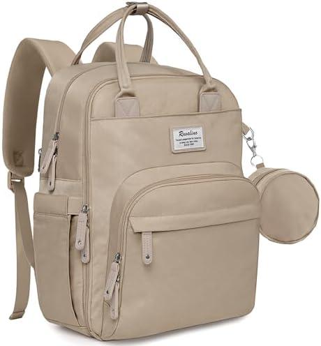 RUVALINO Diaper Bag Backpack-Multifunction Baby Travel Bag with Changing pad, Insulated Bottle Holders & Pacifier Case, Large Capacity, Waterproof, Clay