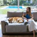 GGIB Cooling Dog Bed Mat with Bolster Pillow Washable Dog Couch Cover Breathable Summer Pet Couch Bed Protector Indoor(Medium, Cooling Grey)