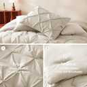 CozyLux Queen Comforter Set Oatmeal, 7 Pieces Pintuck Bed in A Bag, Premium Oatmeal Comforter Queen Size, Pinch Pleat Bedding Sets with Comforter, Sheets, Pillowcases & Shams