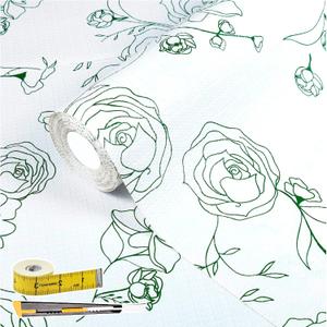 Shelf Liner for Kitchen Cabinets Drawer Liner Non-Adhesive Non-Slip Thickened Shelf Liner Paper Easy to Clean with Green Floral Line Pattern for Tool Box Refrigerator.12×236.2 inches