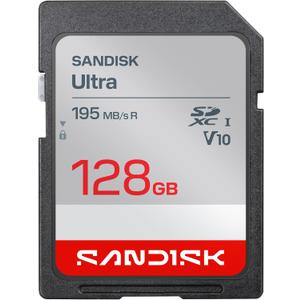 SANDISK 128GB Ultra SDHC UHS-I Card and SDXC UHS-I Card - Up to 195MB/s Read Speed, Full HD Video, V10, U1, C10 - SDSDUVQ-128G-GN6IN