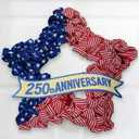 4th of July Wreath Patriotic Decorations for Front Door - 19 inch Memorial Day 250th Anniversary USA Fourth of July Burlap Star Wreath, Red White and Blue Hanging for Independence Day 2026 Decor