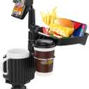 New! Our Best 2024 Upgraded 5-in-1 Car Cup Holder - in with Food Tray Table with Phone Holder, 360 Rotation, 2 Extra Cup Holders, Road Trip & Car Traveling Essential Gadget (5-in-1 Pro)