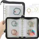 Jewelry Organizer Book Clear Travel earring book organizer Transparent Jewelry Book with Zipper Pouch Bags (Black,With 48 PCS Large Jewelry Bags)