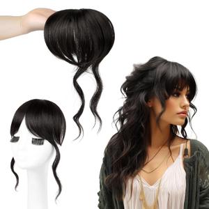 Flufymooz 100% Human Hair Clip In Bangs,360Real Human Hair Toppers for Women Natural Fringe Extensions with Invisible Clips-Medium Brown