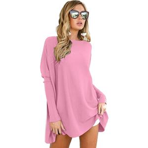LIYOHON Oversized T Shirts for Women Tunic Tops to Wear with Leggings Long Sleeve Fall Sweaters Dressy Tops Pink M