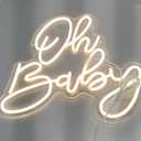 Oh Baby Neon Sign, Baby Shower LED Neon Light for Party Wall Decor Light Up Sign for Gender Reveal Birthday Party Decorations Warm White Dimmable USB Powered(14.2"*12.9")