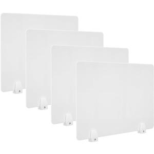 4PCS Acrylic Desk Dividers - 23.6L x15.8W White, Office Privacy Partitions with Clamps, Plexiglass Protective Shields for Offices Schools Call Centers