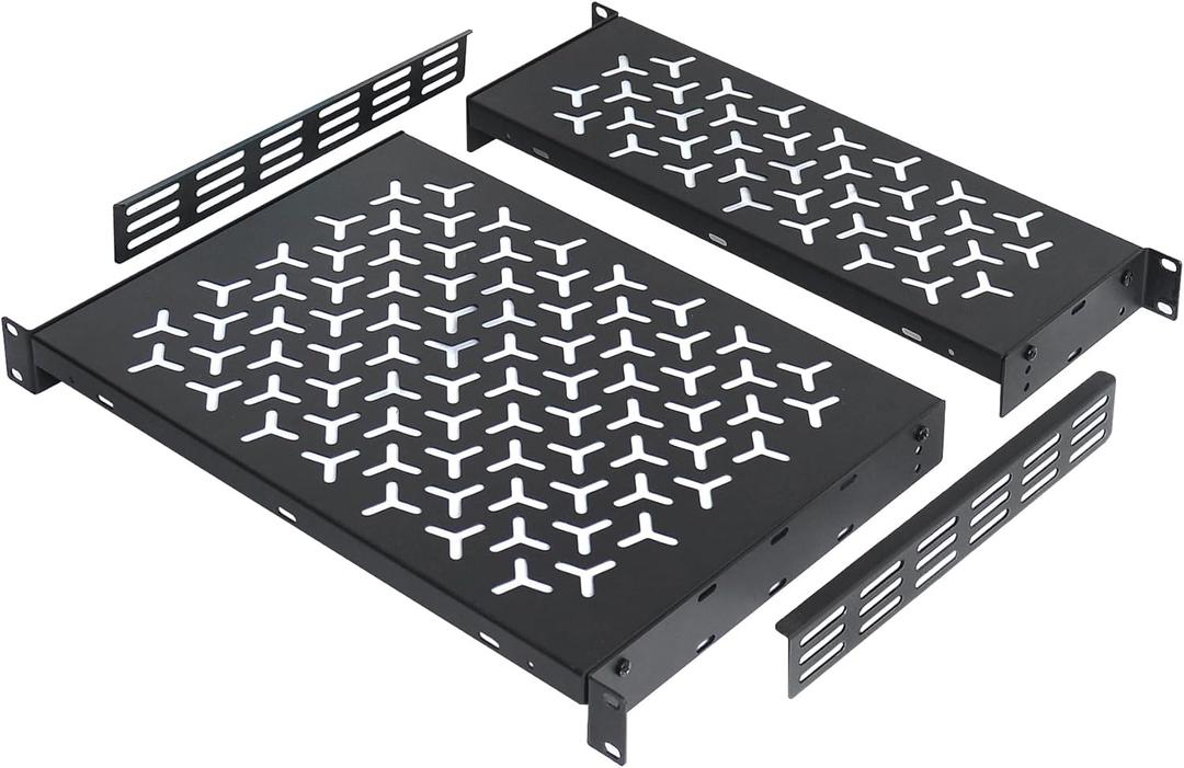 1U Rack Shelves (2-Pack), 1 PCS 6" Deep Cantilever & 1 PCS 12" Deep Cantilever, with Optional Joints to Combine as One Full Size Server Rack Shelf