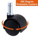 2 x Plastic Casters Set of 4, M8 Circlip Stem Caster Wheels 1 inch, Black Nylon Swivel Caster Wheels Replacement for Furniture, Office Chair, Table, Cabinet