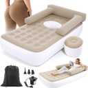 HOMBYS Inflatable BBL Recovery Bed with Built-in Hole, Backrest & Armrests, 12.5" Thick Elevated Air Mattress for Post-Surgery Sleeping Comfort, Includes Pump