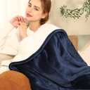 ESTINGO Heated Throw Blanket Electric Blanket, 50"x60" Heating Blanket with 5 Heating Levels & 4 Hours Auto Off, Reversible Flannel Sherpa Electric Throw Blanket with OverHeat Protection, Navy Blue