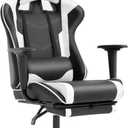 BestOffice Ergonomic Office, PC Gaming Desk Chair Executive PU Leather Computer Lumbar Support with Footrest Modern Task Rolling Swivel Chair for Women, Men(White)
