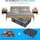 Onlyeasy 2 Pack Under Bed Shoe Storage Organizers with Handles & Clear window (Fit 14 +14 Pairs), Sturdy Underbed Box Organizer Shoe Storage Bags for Kids & Adults, Linen-like Black, MXAUBS14S14