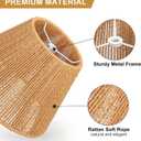 Small Rattan Lamp Shades Set of 2, Boho Lamp Shades for Table Lamps, 5.5" Top x 10" Bottom x 6.6" High, Wicker Lampshade Replacement for Bedroom, Hand Woven, Spider, Bulb Clip Adapters Included
