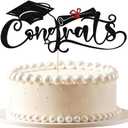 Congrats Cake Topper,black Glitter 2025 Boys and girls High school/university/postgraduate graduation theme party Cake Decorations