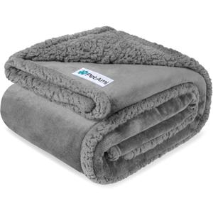 PetAmi Waterproof Dog Blanket for Couch, Extra Large 80x60, Pee Proof Sherpa Fleece Reversible Pet Throw, Furniture Protector for Bed Sofa Crate Kennel, Soft Washable Cover for Dog Cat, Light Grey
