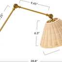 Creative Co-Op Coastal Adjustable Wall Sconce with Neutral Beige Rattan Shades, Antique Metal Brass Finish, 11.6" x 12" x 28.8"