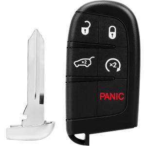 Key Fob Replacement with Door Key Compatible with 2014 2015 2016 2017 2018 2019 2020 2021 2022 Jeep Grand Cherokeem, Replaces M3N40821302, 68143505AC, 68143505AA