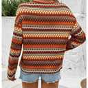 SOLY HUX Women's Long Sleeve T Shirt Boho Chevron Print Crew Neck Drop Shoulder Casual Fall Tops Multicoloured Chevron Medium (Brown, M)