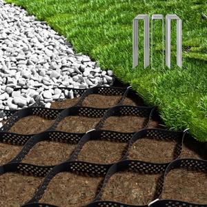 Gravel Grid 8.9x34 FT with 20Pcs Landscape Staples, 2'' Thick Geogrid Ground Grid 1900 lbs per Sq Ft Erosion Control Geo Grid for Driveway, Walkway, Horse Paddock, Patio, Parking Lot, Slope