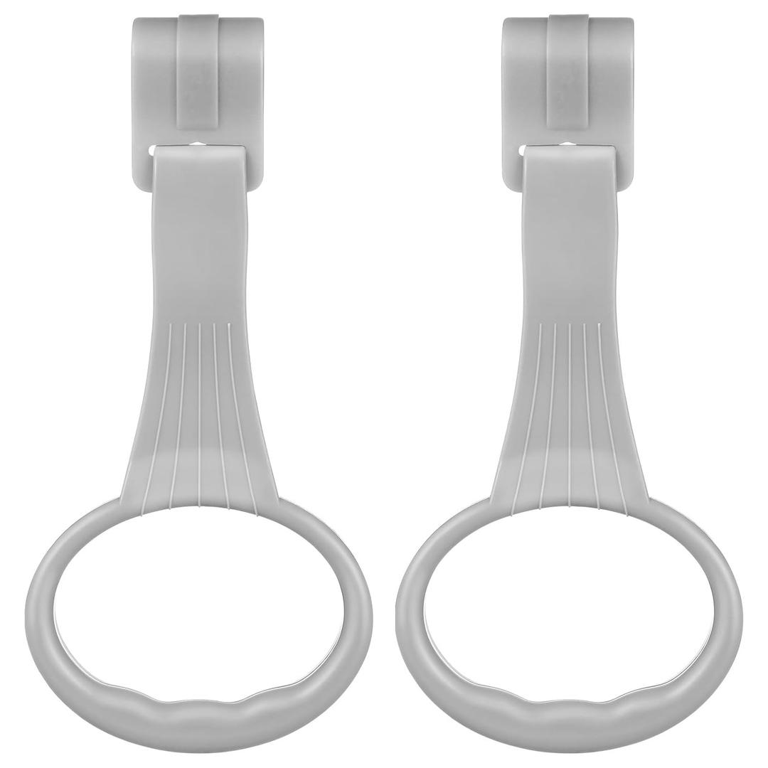 2Pcs Baby Playpen Pull up RingsPull up Rings for Play PenBaby Walking Exercises Assistant - Playpen & Crib Hanging Loop Accessories for Help Stand up Walking Training Tool Newborn (Grey)