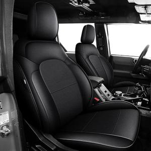 AOMSAZTO Seat Covers for Ford Bronco 4-Door 2021 2022 2023 2024 2025 - Custom Fit Faux Leather Car Seat Cover (Full Set, Black)