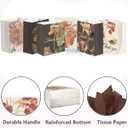 qiqee 6PCS Brown Tone Flowers Paper Gift Bags with Tissue Paper Handles Medium Size Bags18pcs Tissue Paper