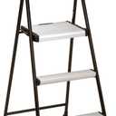COSCO Lightweight Three-Step Folding Step Stool for Home Use - Large Platform, One-Hand Release, Non-Marring Leg Tips, Aluminum and Steel Frame