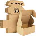 12x9x4 inches Shipping Boxes Set of 20, Small Corrugated Cardboard Box, Literature Mailer, Gift Boxes (Brown, 12x9x4)