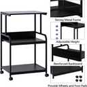 Arbuxzuy Printer Stand with Storage Shelf, 3 Tier Printer Cart with Wheels, Mobile Printer Table for Home Office, Stands for Heat Press Scanner Fax, Industrial Style (Black) Standard(19.7x15.75x30.5in)