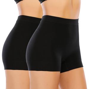 Womens Seamless Shaping Boyshorts Panties Tummy Control Underwear Slimming Shapewear Slip Shorts (Small, #A2 Black(2 Set))