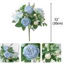 CYANLUX Artificial Peonies Fake Flowers, White Pink Silk Peony Bouquet 4 Bundles with Eucalyptus Leaves for Farmhouse Home Boho Wedding Table Centerpiece Decoration (Blue)