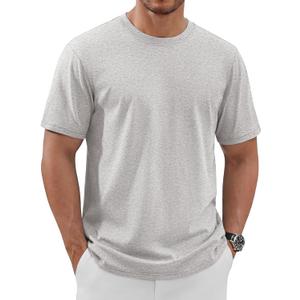 TACVASEN Mens Cotton T Shirt Casual Summer Tshirt Crew-Neck Short Sleeve Soft Tee Classic Basic T-Shirt (Gray, L)
