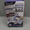 25 Pack Vacuum Storage Bags, Space Saver Vacuum Storage Bags, Vacuum Seal Bags for Clothing, Clothes, Comforters and Blankets, Hand Pump Included