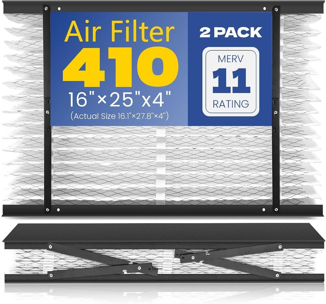 2-Pack 410 Replacement Filter Compatible with Aprilaire Whole House Air Purifiers, Models 1410, 1610, 2410, 2416, 3410, 4400, MERV 11 Air Purifiers, Size: 16x25x4(Actual Size 16.1''x27.8"x4)