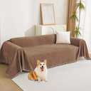 MYSKY HOME Couch Covers for 3 Cushion Couch Sofa, Chenille L Shape Sectional Couch Cover - Pet-Friendly, Machine Washable, Non-Slip Sofa Protector for Dogs, Kids, 71" x 118", Tassels Edge-camel