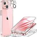 Miracase for iPhone 15 Case Clear Full-Body Built-in Glass Screen Protector &Camera Protector, Military Drop Proof 15 Phone Case 360 Degree Shockproof Protective Cover Bumper 6.1 inch, Clear