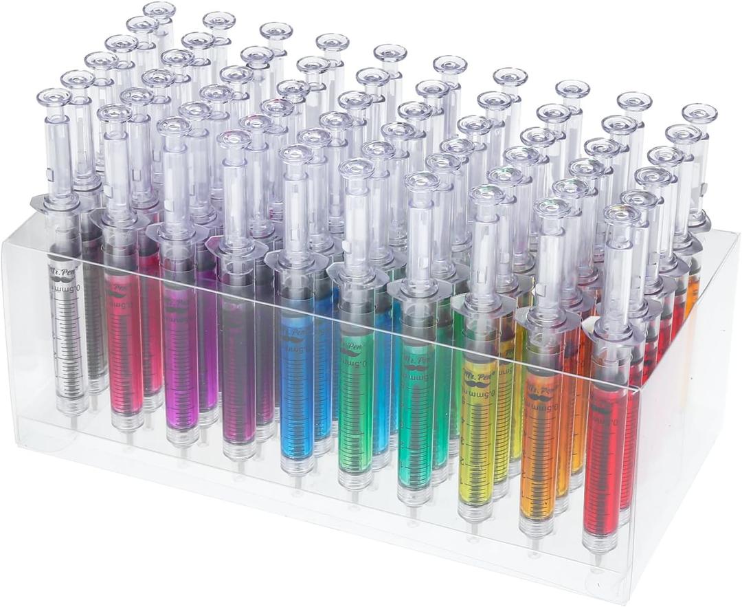 Mr. Pen- Syringe Pens with Holder, 60 Pack, Black Ink, Retractable, Smooth Writing Syringe Pens for Nurses